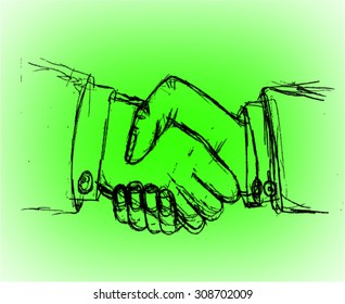 agreement shaking hands, sketch