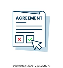 hoja de acuerdo, consentimiento del usuario, aprobación requerida, permisos requeridos ilustración de concepto de diseño plano eps10. elemento gráfico simple para la página de inicio ui, infografía, icono