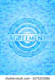 Agreement sky blue emblem with mosaic background