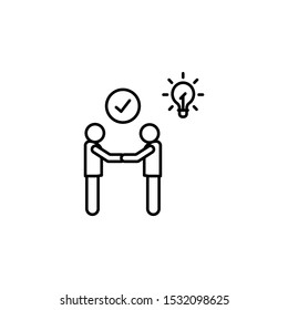 Agreement teamwork handshake icon. Simple line, outline vector of team work idea icons for ui and ux, website or mobile application