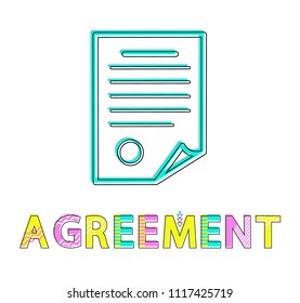 Agreement template of document colorful poster, vector illustration isolated on white background blank of official paper, abstract business contract