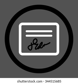 Agreement vector icon. Style is bicolor flat rounded symbol, black and white colors, rounded angles, gray background.