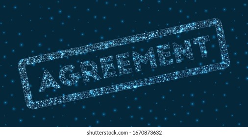 Agreement word in digital style. Glowing geometric Agreement badge. Astonishing vector illustration.