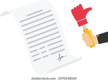 Agreement.Customer feedback concept. Vector of business people receiving excellent service evaluation.A document announced policy, people agreed. The topic was adopted.

