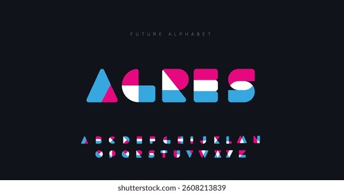 Agres Modern abstract digital alphabet font. Minimal technology typography, Creative urban sport fashion futuristic font and with numbers. vector illustration