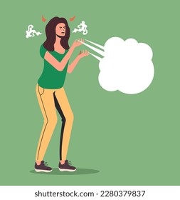 Agressive angry annoyed screaming people character. Vector flat cartoon illustration