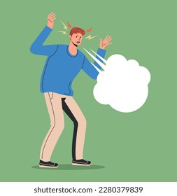 Agressive angry annoyed screaming people character. Vector flat cartoon illustration