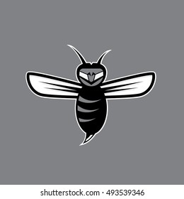 agressive bee or wasp mascot vector design template