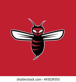 agressive bee or wasp mascot vector design template