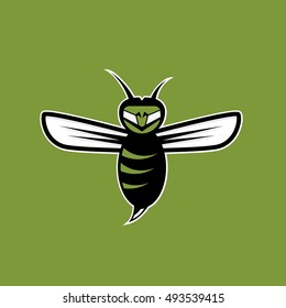 agressive bee or wasp mascot vector design template