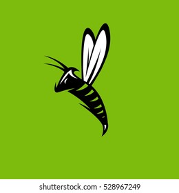 agressive bee or wasp mascot vector design template