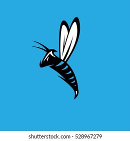 agressive bee or wasp mascot vector design template