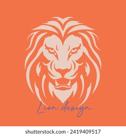 Agressive emblematic lion face in logotype style.