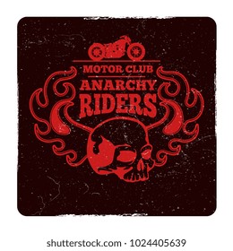 Agressive motorbike club vintage grunge vector red black embem illustration