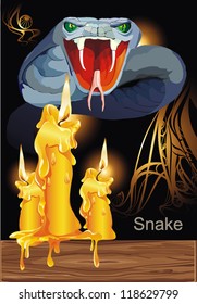 Agressive Poisonous snake. Halloween Set - vector illustration