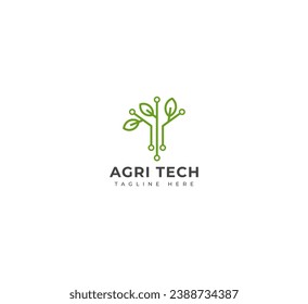 Agri tech, Leaf tech logo design template elements. Vector illustration. New Modern logo.