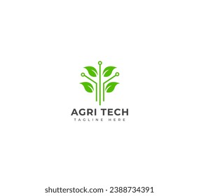 Agri tech, Leaf tech logo design template elements. Vector illustration. New Modern logo.