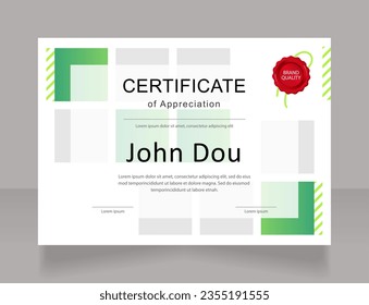 Agribusiness employee appreciation certificate design template. Vector diploma with customized copyspace. Printable document for awards and recognition. Arial, Myriad Pro, Calibri Regular fonts used