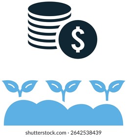 Agribusiness icon vector symbolizing the commercial aspects of agriculture. Useful for illustrating farm economics, food industry, supply chain, investment, and agricultural commerce.