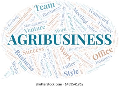 Agribusiness word cloud. Collage made with text only.
