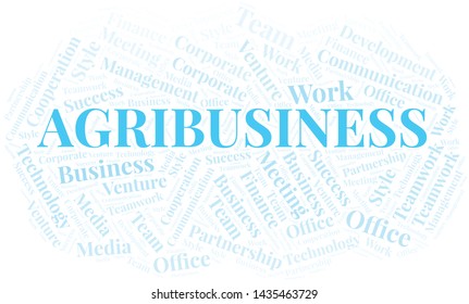 Agribusiness word cloud. Collage made with text only.