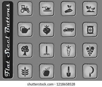 agricaltural vector web icons on the flat steel buttons