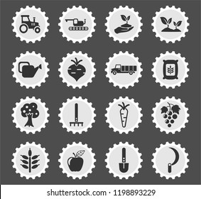agricaltural web icons stylized postage stamp for user interface design