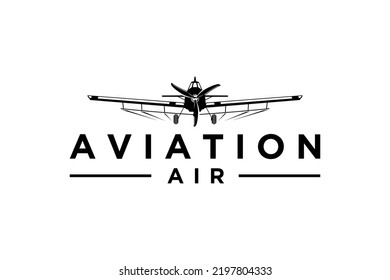 Agricultural aircraft logo design modern farming technology sprayer pesticide plane mountain