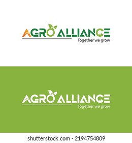 Agricultural Alliance logo green Letter A Leaf Eco friendly Agro foods and fertilizer a logo with Alphabetical symbol typographic minimal modern logo design.