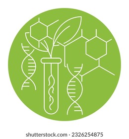 Agricultural biotechnology logo template - science involving the use of scientific techniques to modify living organisms. Icon in thin line or university