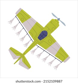 Agricultural Biplane With Propeller For Aerial Application Of Pesticides Vector Illustration