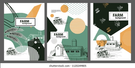 Agricultural brochure layout design. Geometrical composition. Background for covers, flyers, banners.