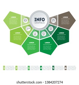 Agricultural brochure layout design template with 6 parts. Vector. Farming and agriculture life infographics concept.