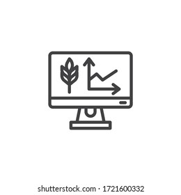Agricultural business graph line icon. linear style sign for mobile concept and web design. Online grain price infographic outline vector icon. Symbol, logo illustration. Vector graphics