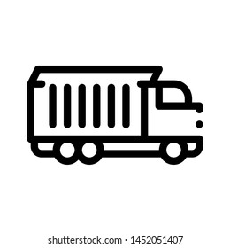 Agricultural Cargo Truck Vector Thin Line Icon. Truck For Delivery Corn Grain Farm Product. Machinery Transport Linear Pictogram. Irrigation Machine Combine Monochrome Contour Illustration