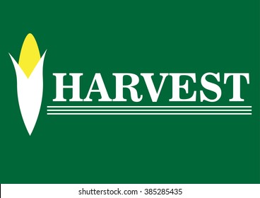 Agricultural company logo vector pattern with Harvest title and maize or corn icon