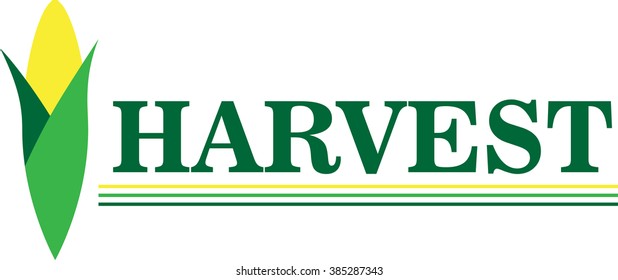 Agricultural company logo vector pattern with Harvest title and maize or corn icon