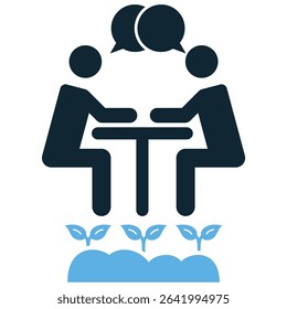 Agricultural consulting icon vector symbolizing expert advice and guidance for farmers. Ideal for illustrating strategic planning, crop management, soil analysis, and business optimization.