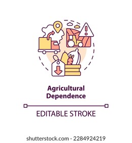 Agricultural dependence concept icon. Disadvantage of farming policy abstract idea thin line illustration. Isolated outline drawing. Editable stroke. Arial, Myriad Pro-Bold fonts used
