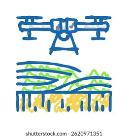 agricultural drone doodle icon sketch vector. agricultural drone sign. isolated symbol illustration