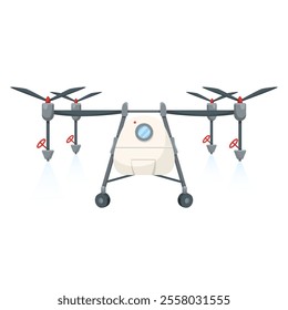 Agricultural drone with sprayers and rotors illustration. Vector illustration