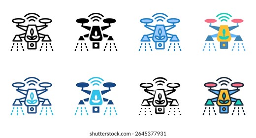 Agricultural Drones icon set multiple style collection 
