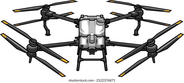 Agricultural drones sprayers quad copters flying to spray chemical fertilizers in greenhouse smart farming innovation technology