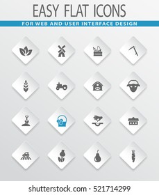Agricultural easy flat web icons for user interface design