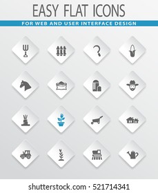 Agricultural easy flat web icons for user interface design