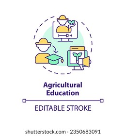 Agricultural education multi color concept icon. Skill development. Training program. Agriculture industry. Crop science. Round shape line illustration. Abstract idea. Graphic design. Easy to use