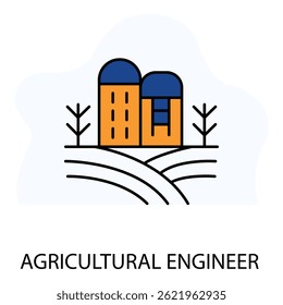 Agricultural Engineer and Farm Equipment vector Icon design