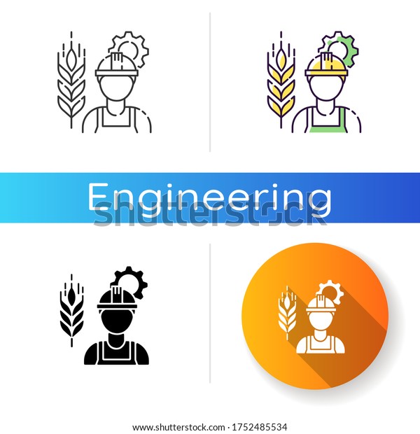 農業技術者のアイコン アグリビジネスで働く製造作業者 ゲミテーションの仕事をする人 農夫の労働者 線形の黒とrgbの色スタイル 分離型ベクター イラスト のベクター画像素材 ロイヤリティフリー