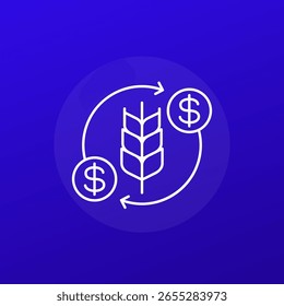 ícone de exportação ou importação agrícola, design de linha