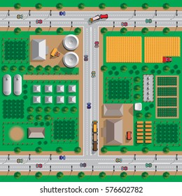 Agricultural farm. View from above. Vector illustration. 